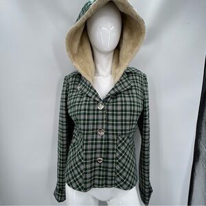 *** Constanza Ontaneda C.S.O.R.K. Peru Wool Plaid Coat *** M